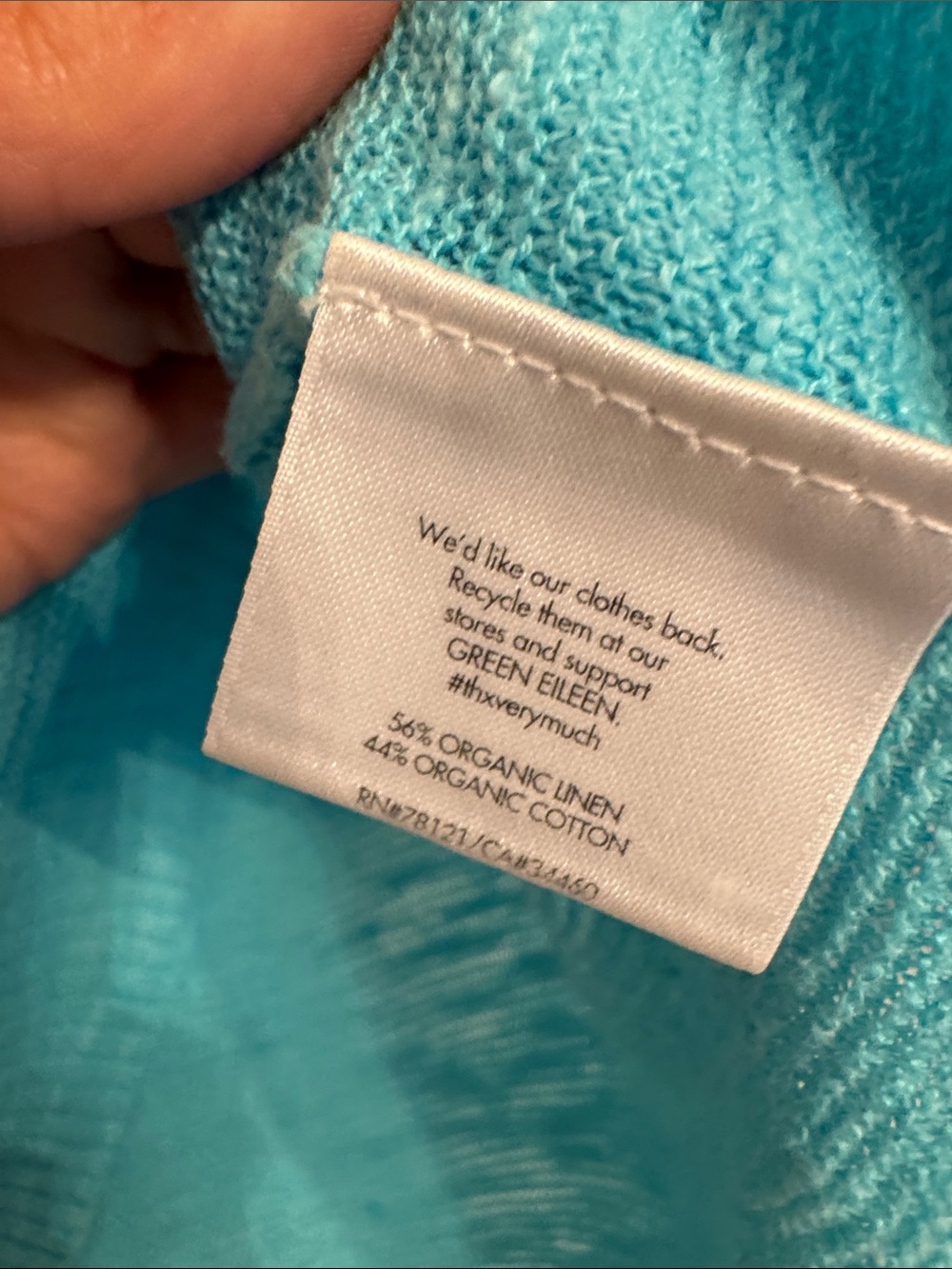 Eileen Fisher Turquoise Scoop Neck Knit Sweater - Picture 3 of 10